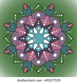  Mandala. Ethnic decorative elements. Hand drawn background. Islam, Arabic, Indian, ottoman motifs.