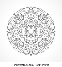 Mandala. Ethnic decorative elements Indian, Islam, arabic motifs. Round ornament with hand drawn vector pattern. Isolated on white delicate lace napkin