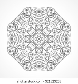 Mandala. Ethnic decorative elements Indian, Islam, arabic motifs. Round ornament with hand drawn vector pattern. Isolated on white delicate lace napkin