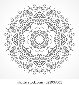 Mandala. Ethnic decorative elements Indian, Islam, arabic motifs. Round ornament with hand drawn vector pattern. Isolated on white delicate lace napkin
