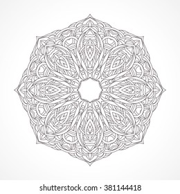 Mandala. Ethnic decorative elements Indian, Islam, arabic motifs. Round ornament with hand drawn vector pattern. Isolated on white delicate lace napkin
