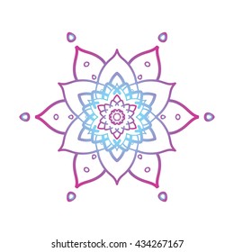 Mandala. Ethnic decorative elements. Oriental Ornament. Vector illustration. Arabic, Indian motifs. Outline mandala isolated on white background. Anti-stress mandala. Flourish mandala.