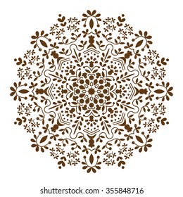 Mandala. Ethnic decorative elements, round ornament circular ornament yoga design meditation indian arabic henna asian  islam bohemian tribal religion motif. White background. Vector illustration