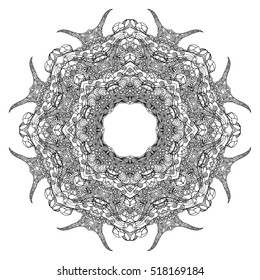 Mandala. Ethnic decorative round element. Hand drawn lacy pattern. Islam, Arabic, Indian, ottoman motifs Boho style