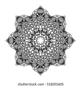 Mandala. Ethnic decorative round element. Hand drawn lacy pattern. Islam, Arabic, Indian, ottoman motifs Boho style