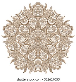 Mandala. Ethnic decorative round pattern. Hand drawn background. Islam, Arabic, Indian motifs.