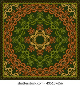 Mandala. Ethnic illustration. Painted background. Islam, Arabic, Indian, Ottoman motifs. Tribal pattern. Abstract Flower. Decorative elements for design