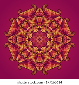 Mandala. Ethnic lace round ornamental pattern. Beautiful hand drawn flower. Can be used to fabric design, decorative paper, web design, embroidery, tattoo, etc.