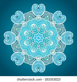 Mandala. Ethnic lace round ornamental pattern. Beautiful hand drawn flower. Can be used to fabric design, decorative paper, web design, embroidery, tattoo, etc.