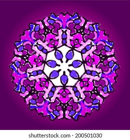 Mandala. Ethnic lace round ornamental pattern. Beautiful hand drawn flower. Can be used to fabric design, decorative paper, web design, embroidery, tattoo, etc