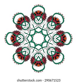 Mandala. Ethnic lace round ornamental pattern. Beautiful hand drawn flower. Can be used to fabric design, decorative paper, web design, embroidery, tattoo, etc.