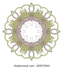 Mandala. Ethnic lace round ornamental pattern. Beautiful hand drawn flower. Can be used to fabric design, decorative paper, web design, embroidery, tattoo, etc.
