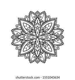 Mandala. Ethnic line pattern isolated on white background. Oriental decorative element. Boho style vector illustration. Hand drawn ornament.