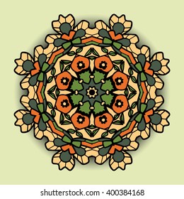 Mandala,  ethnic ornament.  Vector decorative elements. Hand drawn background. Islamic arabic indian, ottoman motifs.