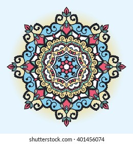 Mandala,  ethnic ornament.  Vector decorative elements. Hand drawn background. Islamic arabic indian motives.