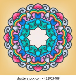 Mandala, ethnic ornament. Vector decorative elements. Hand drawn background. Islamic arabic indian, ottoman motifs.