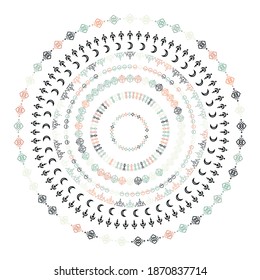 Mandala ethnic ornaments. Tribal line geometric design, aztec style, native americans texile. Vector elements for textures, patterns.