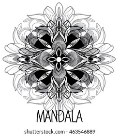 
Mandala. Ethnic pattern. India, Boho . Drawing points .