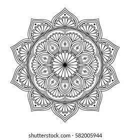 Mandala. Ethnic round ornament. Can be used for coloring book. Vector art
