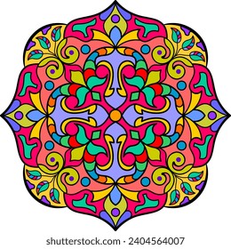 Mandala. Ornamento étnico. Elemento para la portada de un libro de coloreado. Ilustración vectorial.