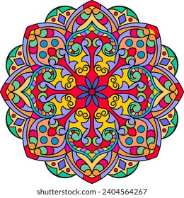 Mandala. Ethnic round ornament. Element for a coloring book cover. Vector illustration.