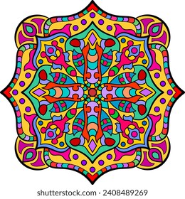 Mandala. Ornamento étnico. Elemento para la portada de un libro de coloreado. Ilustración vectorial.	