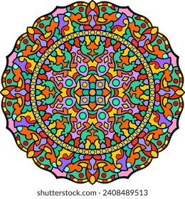 Mandala. Ethnic round ornament. Element for a coloring book cover. Vector illustration.	