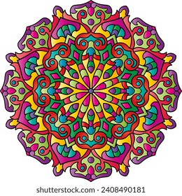 Mandala. Ethnic round ornament. Element for a coloring book cover. Vector illustration.	