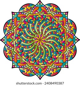 Mandala. Ornamento étnico. Elemento para la portada de un libro de coloreado. Ilustración vectorial.	