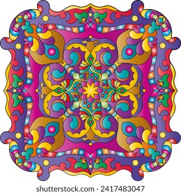 Mandala. Ornamento étnico. Elemento para la portada de un libro de coloreado. Ilustración vectorial.	