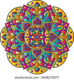 Mandala. Adorno redondo étnico. Elemento para una cubierta de libro para colorear. Ilustración vectorial.