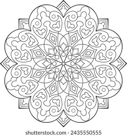 Mandala. Ethnic round ornament for Henna, tattoos, decorations.
Coloring book page.Vector illustration.