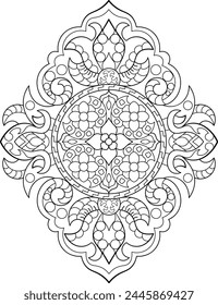 Mandala. Ethnic round ornament for Henna, tattoos, decorations.
Coloring book page.Vector illustration.