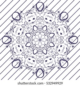 Mandala. Ethnic round ornamental element. Hand drawn lace pattern. Islam, Arabic, Indian, Ottoman motifs in the style Boho