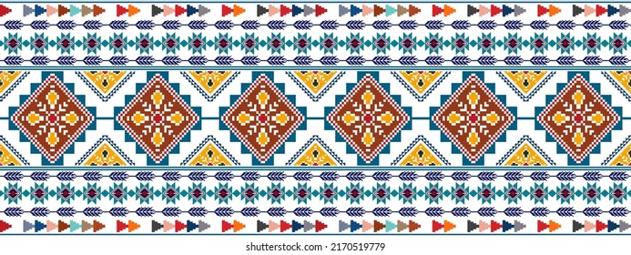 Mandala ethnische Textilien nahtlose Muster Design. Tribal boho einheimische Textil-Truthahn traditionelle Stickerei Vektor. Abstrakte geometrische Azteken-Stoffteppiche Stoffverzierungen Dekorationen Tapeten 