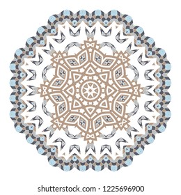 Mandala. Ethnicity round Greco Roman ornament. Ethnic style. Elements for invitation cards, brochures, covers. Oriental circular pattern. Arabic, Islamic, moroccan, asian, indian native motifs.