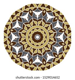 Mandala. Ethnicity round Greco Roman ornament. Ethnic style. Elements for invitation cards, brochures, covers. Oriental circular pattern. Arabic, Islamic, moroccan, asian, indian native motifs.