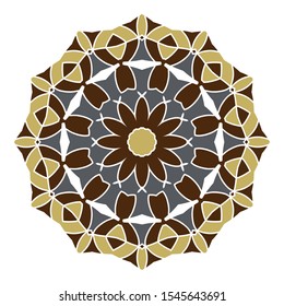 Mandala. Ethnicity round Greco Roman ornament. Ethnic style. Elements for invitation cards, brochures, covers. Oriental circular pattern. Arabic, Islamic, moroccan, asian, indian native motifs.