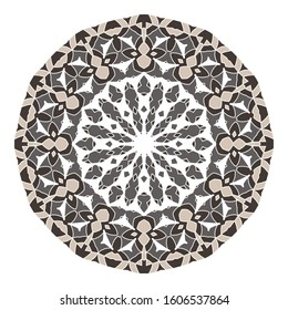 Mandala. Ethnicity round Greco Roman ornament. Ethnic style. Elements for invitation cards, brochures, covers. Oriental circular pattern. Arabic, Islamic, moroccan, asian, indian native motifs.