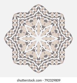 Mandala. Ethnicity round Greco Roman ornament. Ethnic style. Elements for invitation cards, brochures, covers. Oriental circular pattern. Arabic, Islamic, moroccan, asian, indian native motifs.