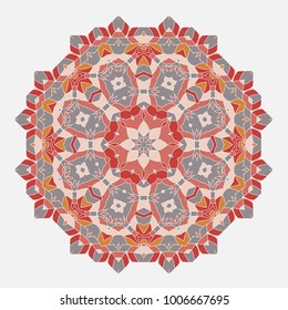 Mandala. Ethnicity round ornament. Ethnic style. Elements for invitation cards, brochures, covers. Oriental circular pattern. Arabic, Islamic, moroccan, asian, indian native african motifs.