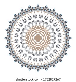 Mandala. Ethnicity round ornament. Ethnic Boho-Chic style. Elements for invitation cards, brochures, covers. Oriental circular pattern. Arabic, Islamic, moroccan, asian, indian native motifs.