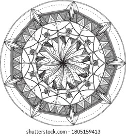 Mandala, expressed positive energy art, coloring book pattern design. energy magic circle.

