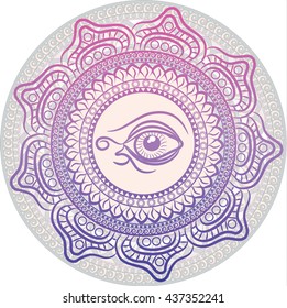 Mandala with eye. Boho style.