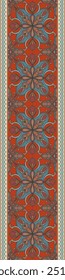 Vertical de pincel de tela Mandala para el borde de la alfombra naranja.