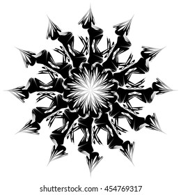 Mandala. Fantasy wheel, isolated on white background. Surrealistic design element, logo template.