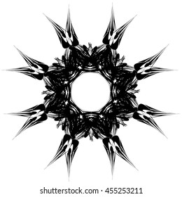 Mandala. Fantasy wheel, isolated on white background. Surrealistic design element, logo template.