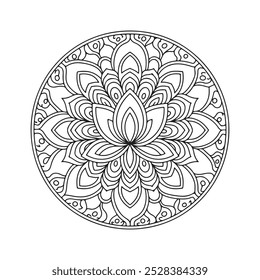 The mandala features a simple mesmerizing arabesque pattern for kids