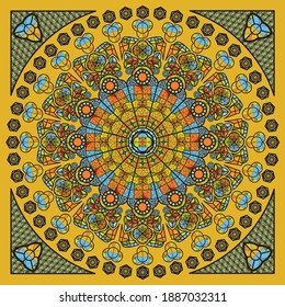 Mandala Fibonacci background color gold fortune