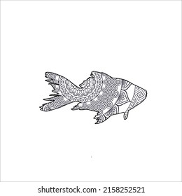 mandala fish coloring page design clear background, mandalas design